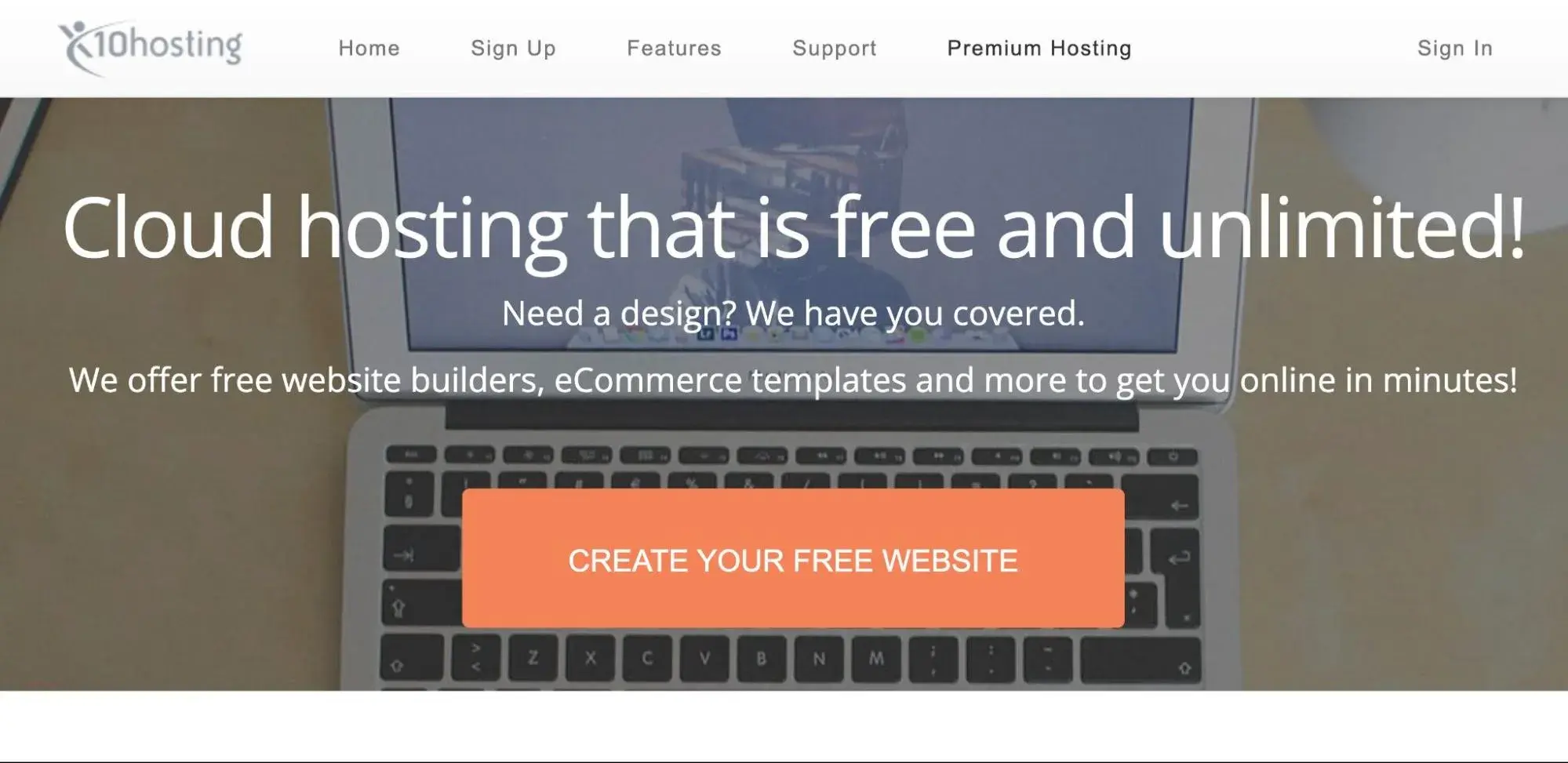the x10hosting free cloud hosting page